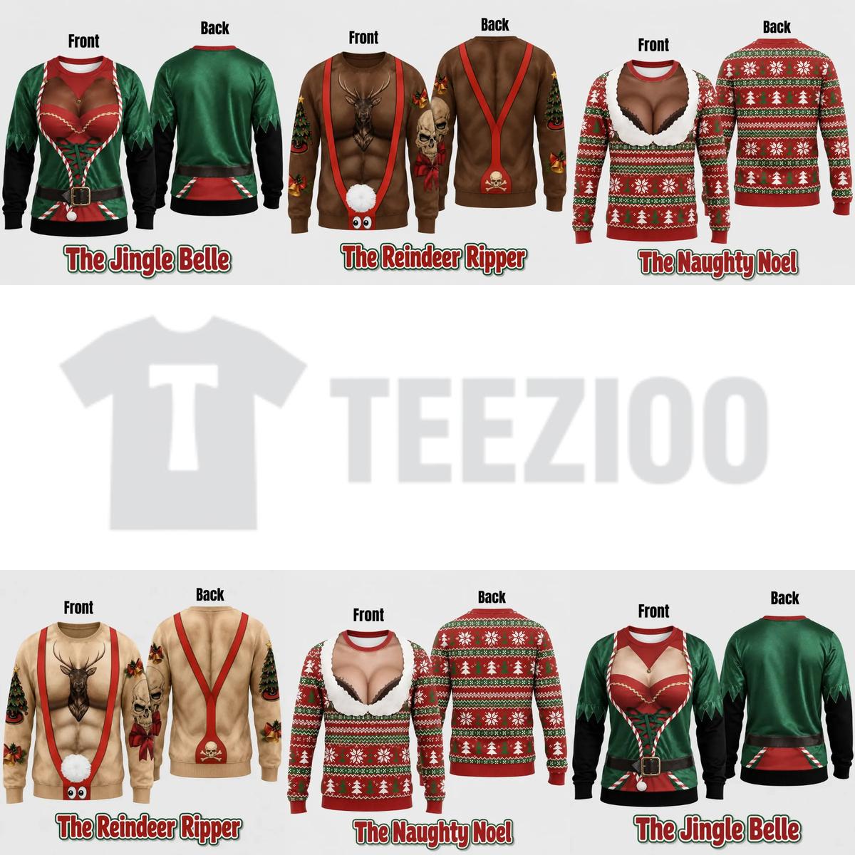 Cheeky Santa Ugly Christmas Sweatshirt - Funny Costume Illusion Crewneck