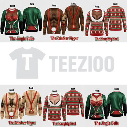Cheeky Santa Ugly Christmas Sweatshirt - Funny Costume Illusion Crewneck