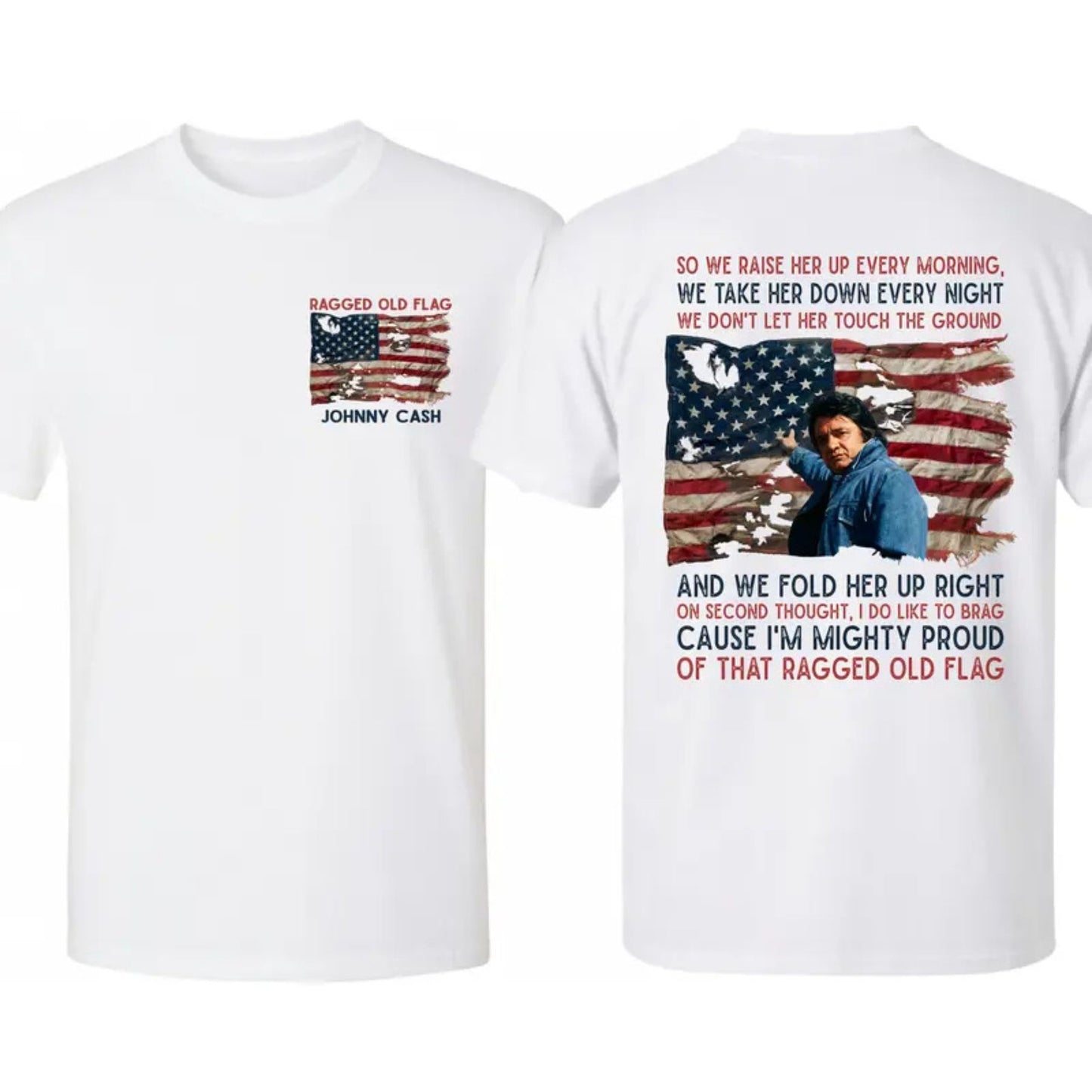 Ragged Old Flag T-Shirt – Vintage Patriotic Country Music Inspired Graphic Tee, Unisex Cotton Shirt