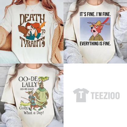 Retro "Robin Hood & Skippy" Tee – Oo-De-Lally Death to Tyrants Family Trip Graphic Shirt