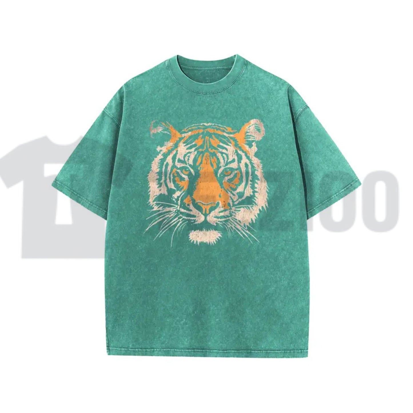 Vintage Tiger Graphic T-Shirt – Acid Washed Heavyweight Oversized Tee