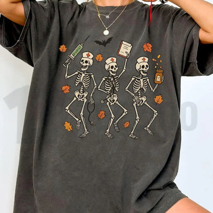 Spooky Season Nurse Skeleton Comfort Colors Shirt – Halloween RN Fall Tee