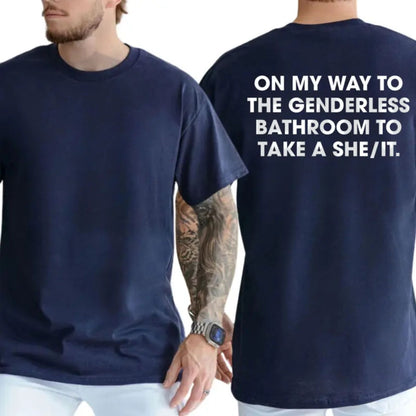 Funny Restroom Humor Political Satire Menswear Graphic T-Shirt