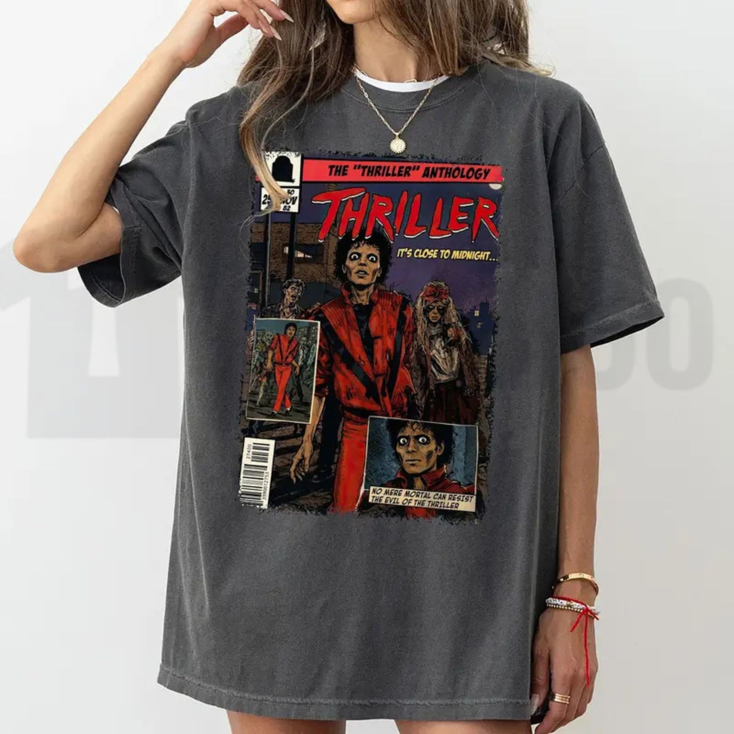 Vintage MJ Comic Graphic T-Shirt – Retro King of Pop Thriller Art Tee, 80s Pop Culture Music Fan Merchandise