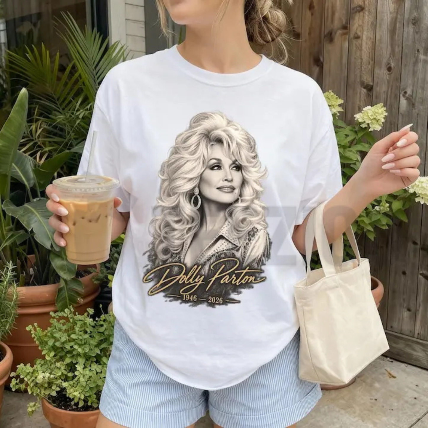 Vintage Country Music Icon Apparel – Retro Dolly Parton Signature Graphic Top
