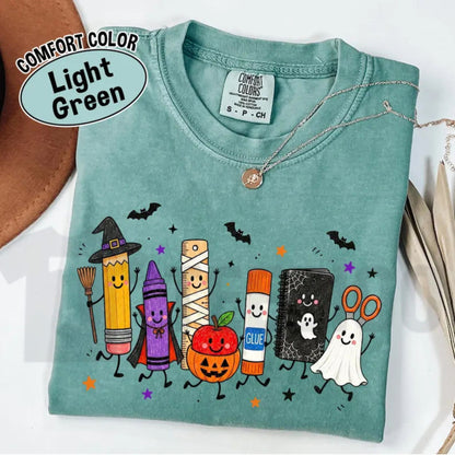 Comfort Colors Halloween Teacher Shirt – Spooky School Supplies Ghost Tee