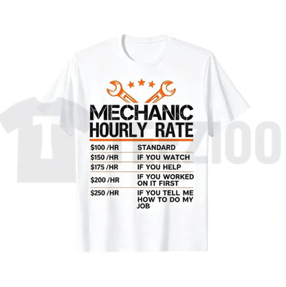 Mechanic Hourly Rate Funny Auto Repair Labor Rates Summer Graphic T-Shirt