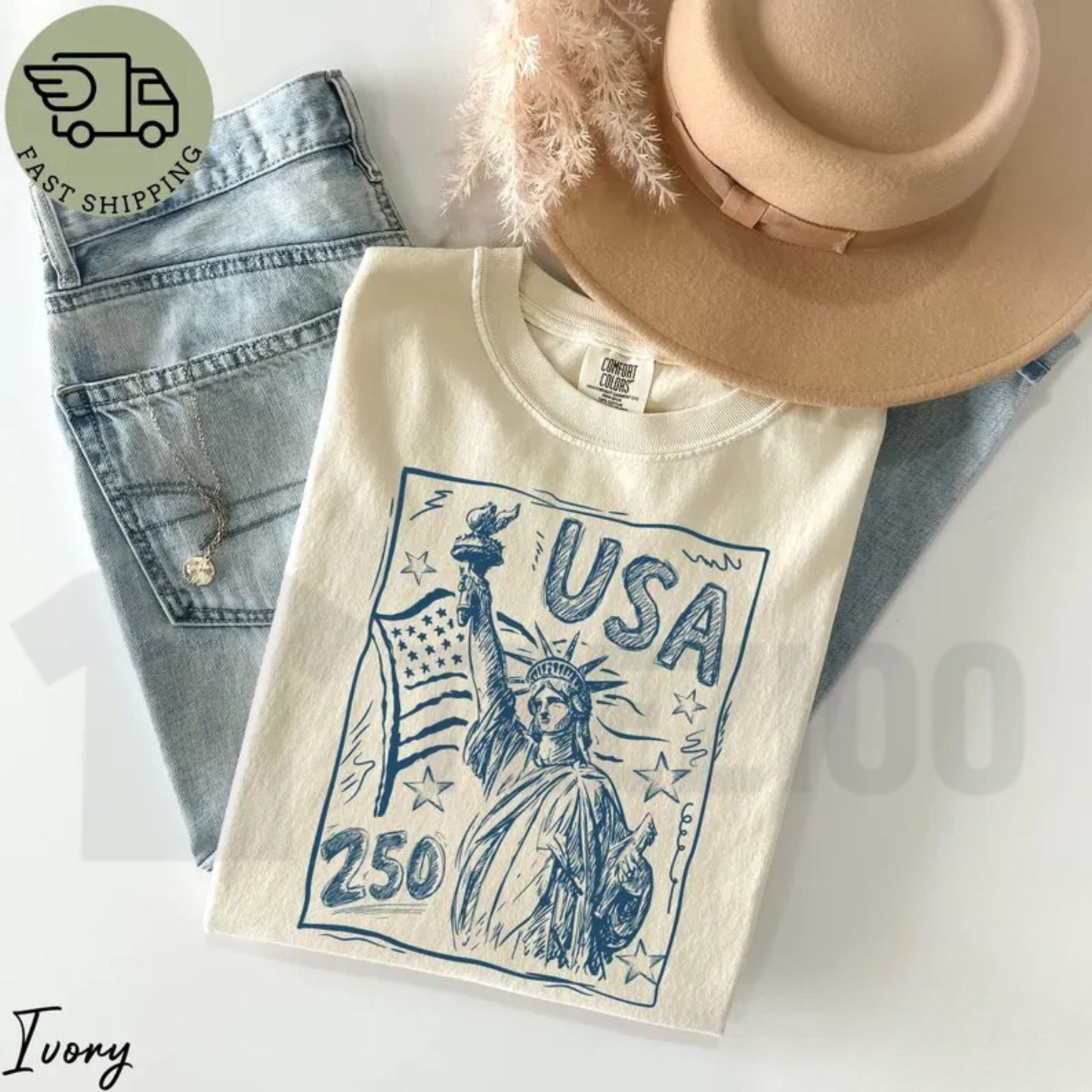 Statue of Liberty USA 250 Comfort Colors Shirt – Retro Patriotic 4th of July Tee
