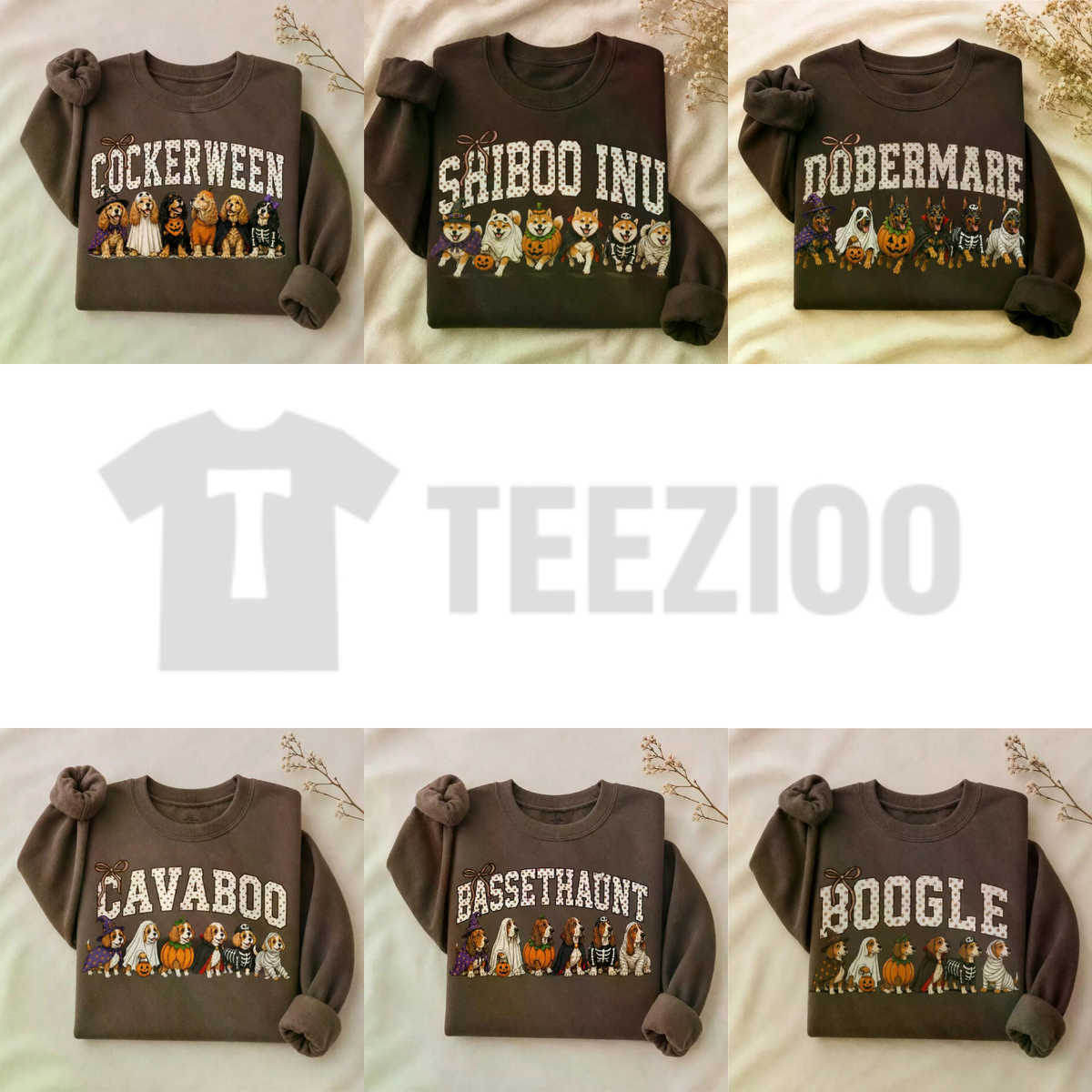 Halloween Dog Breeds Sweatshirt - Cozy Autumn Dog Mom Spooky Crewneck