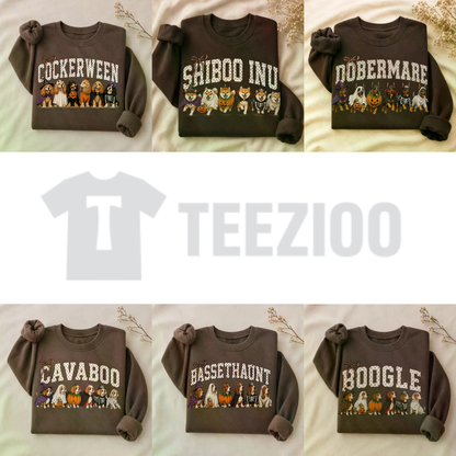 Halloween Dog Breeds Sweatshirt - Cozy Autumn Dog Mom Spooky Crewneck