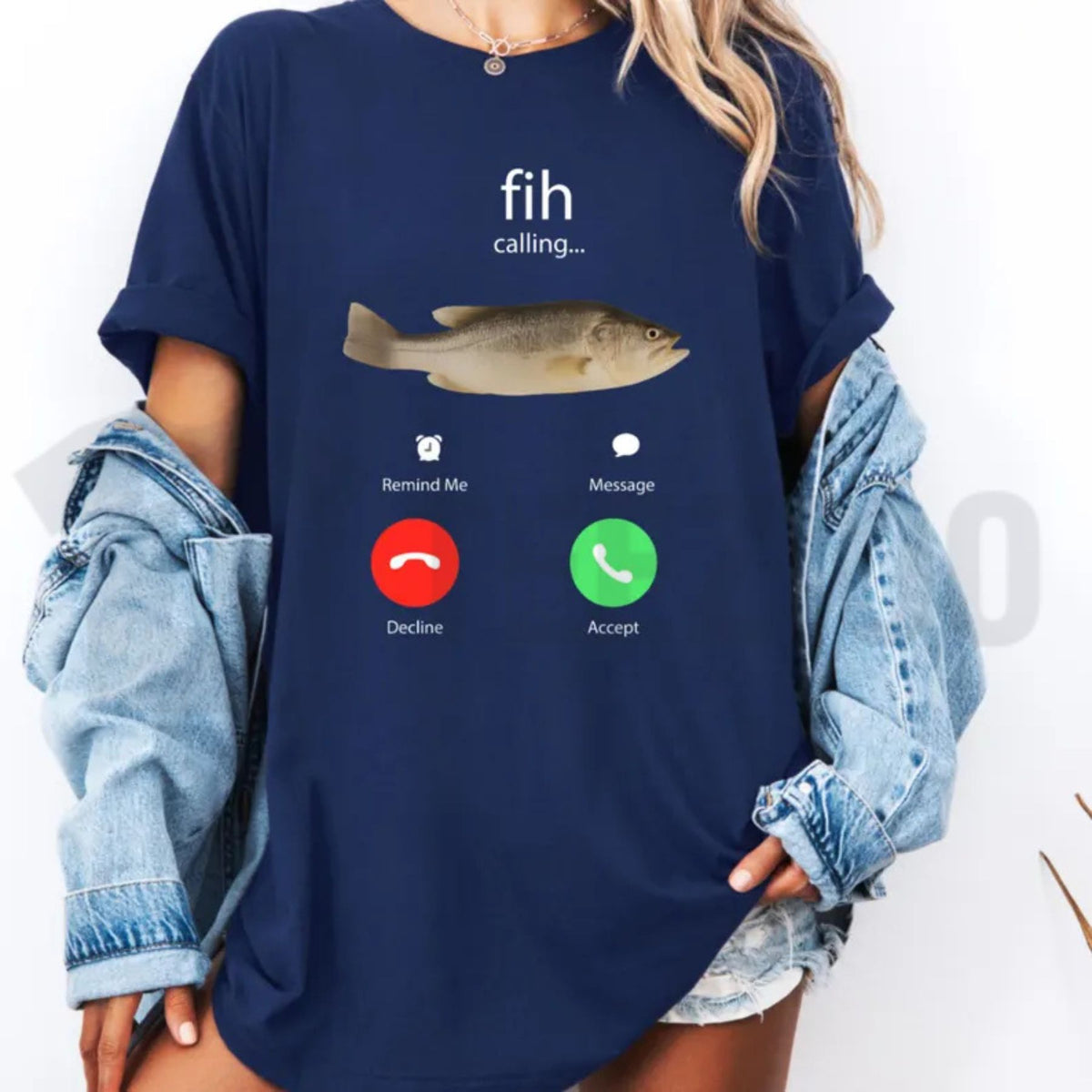 Humorous Fish Incoming Call Top – Angler Fishing Phone Graphic Humor Apparel