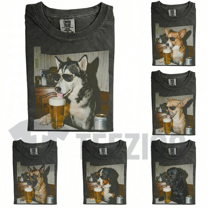 Custom Dog Breeds Drinking Beer T-Shirt