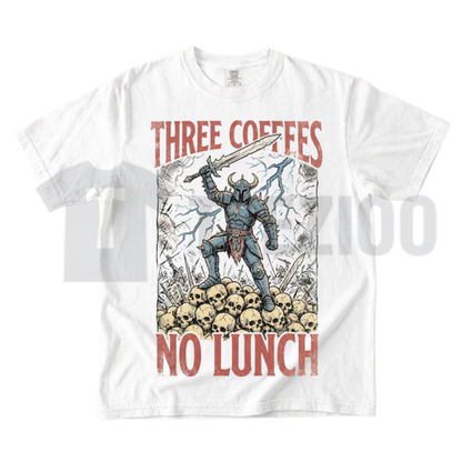 Three Coffees No Lunch Comfort Colors Shirt – Funny Dark Humor Work Tee
