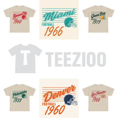 Vintage 90s All Teams Football Sand Shirt - Retro Game Day Graphic Tee
