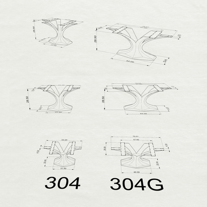 50% OFF LIQUIDATION Dining Table Base 304 Dentro (44" L x 22" W), ONLY Furniture Base