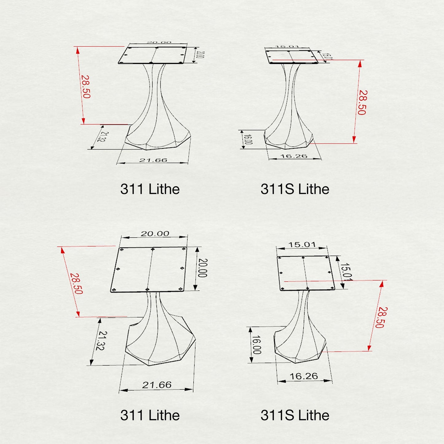 311S Lithe 28" H Tulip Dining Table Base - Small