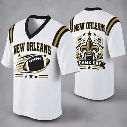 Unisex Football Fan Jersey - White V-Neck Mesh Game Day Shirt (32 Teams)