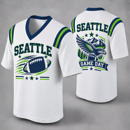 Unisex Football Fan Jersey - White V-Neck Mesh Game Day Shirt (32 Teams)