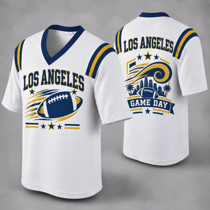 Unisex Football Fan Jersey - White V-Neck Mesh Game Day Shirt (32 Teams)