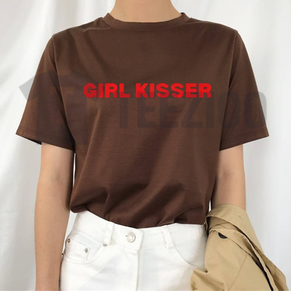"Girl Kisser" Unisex Pride T-Shirt – Sarcastic LGBTQ+ Bold Graphic Novelty Tee