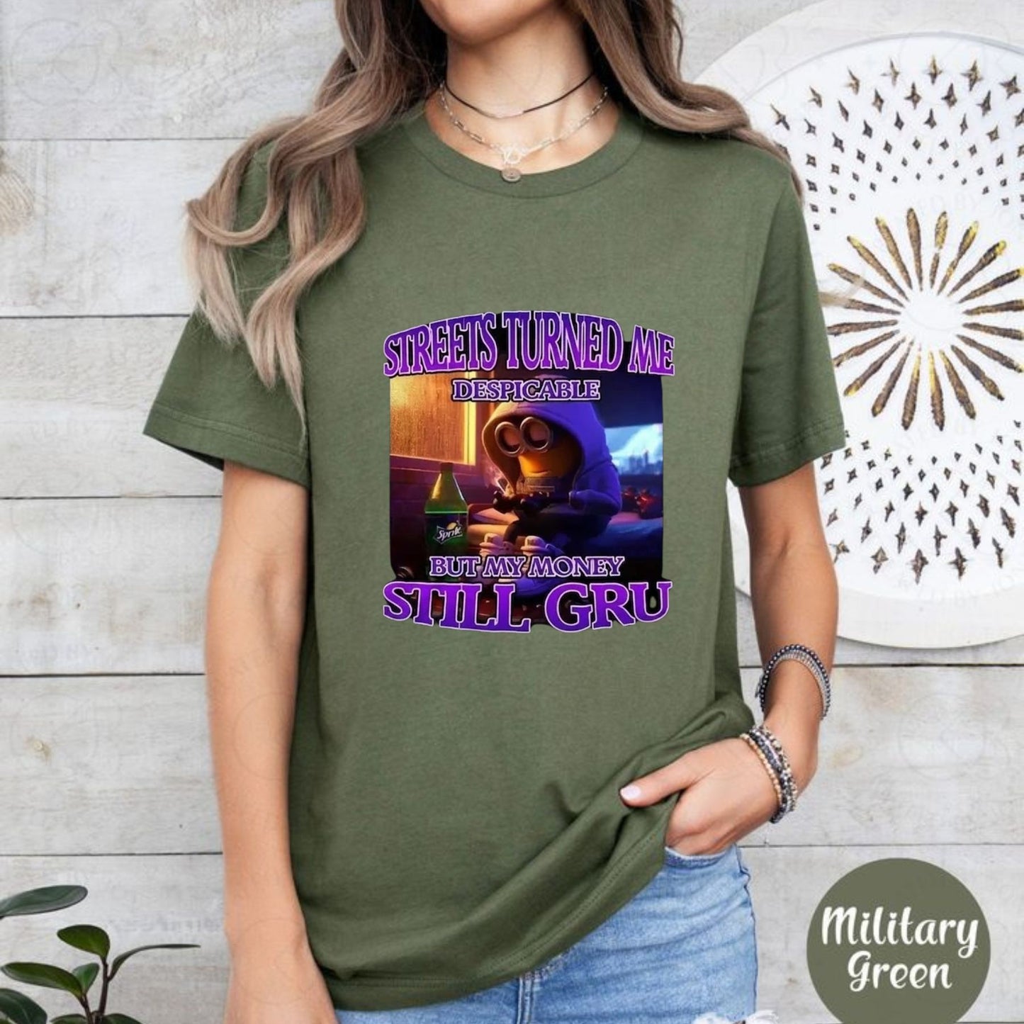 "Streets Made Me Despicable" Funny Minion Humor T-Shirt – Ironically Hard Graphic Top, Trendy Meme Aesthetic Streetwear, Witty Gru-Core Tee