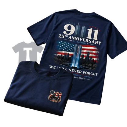 9/11 25th Anniversary Memorial Shirt - Never Forget Patriot Graphic Tee