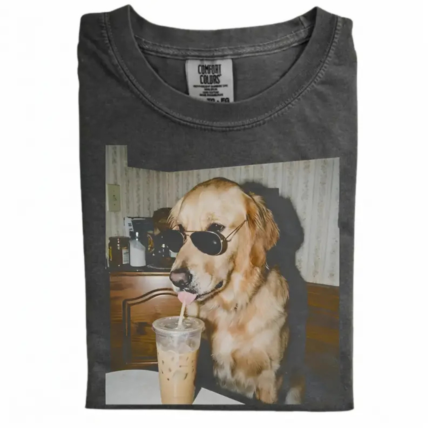 Dog Iced Coffee Tee – Vintage 90s Funny Edgy Dog Meme Shirt