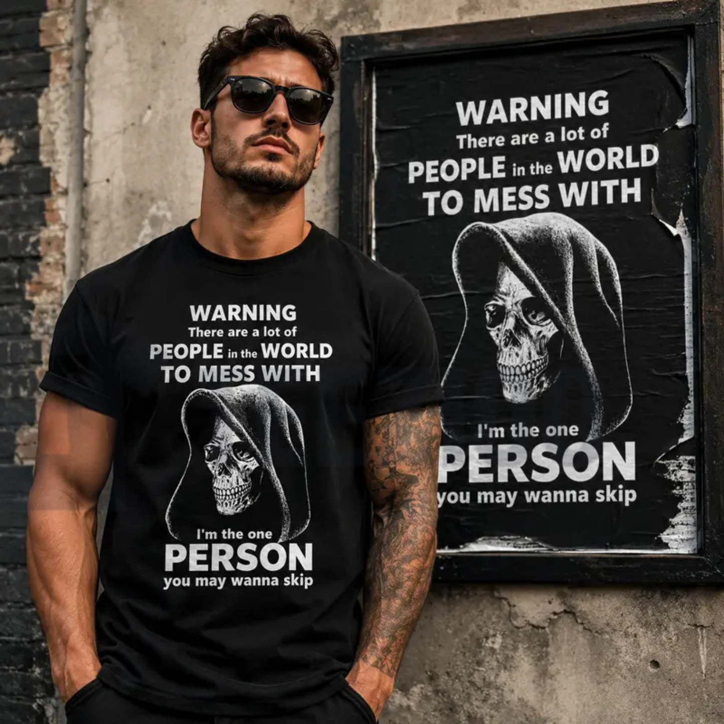 Sarcastic Grim Reaper Graphic Top – High Contrast Skull Dark Humor Apparel