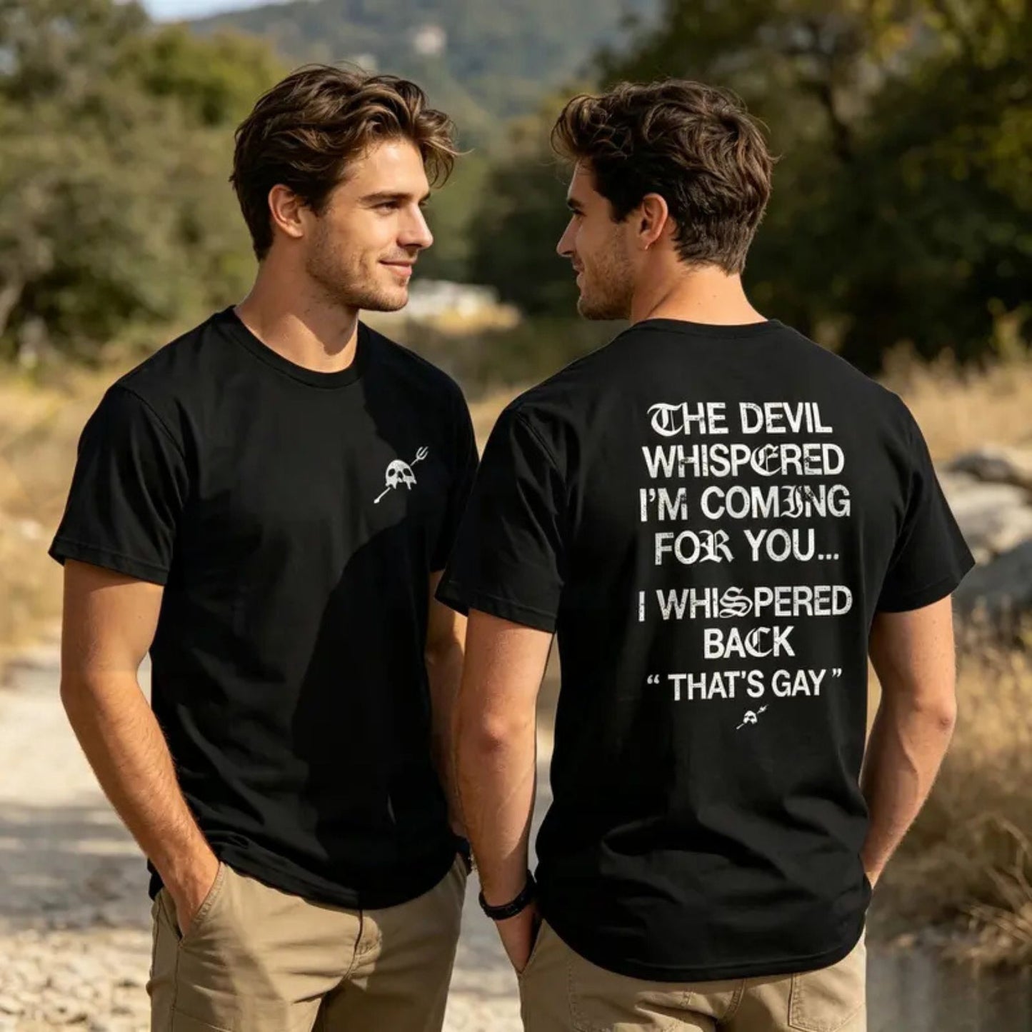 The Devil Whispered I'm Coming For You Funny Sarcastic Training Men's T-Shirt