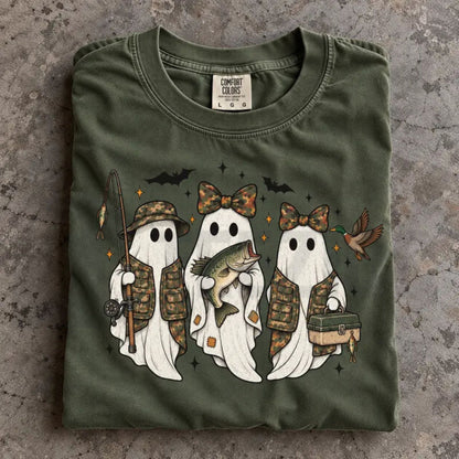 Camo Ghost Fishing Season Retro Halloween Comfort Colors Shirt