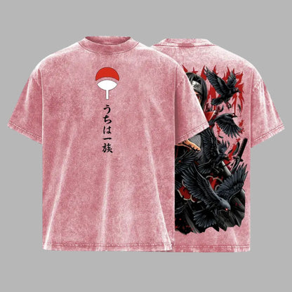 Dark Ninja Illusion Vintage Washed T-Shirt – Oversized Anime-Inspired Graphic Tee
