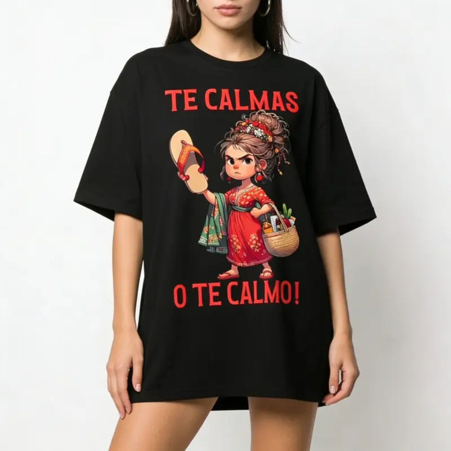 Funny "Calm Or I Will Calm You" Spanish Mom T-Shirt – Mexican Motherhood Graphic Tee, Premium 100% Cotton Latina Humor Top, Made in USA