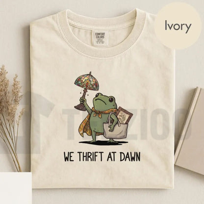 Funny Frog Meme We Thrift At Dawn Comfort Colors Shirt