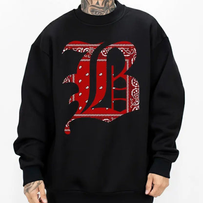 "B Bandana Lettering" Chicano Style T-Shirt – Lowrider Unisex Streetwear Top, West Coast Script Graphic Tee for Men & Women