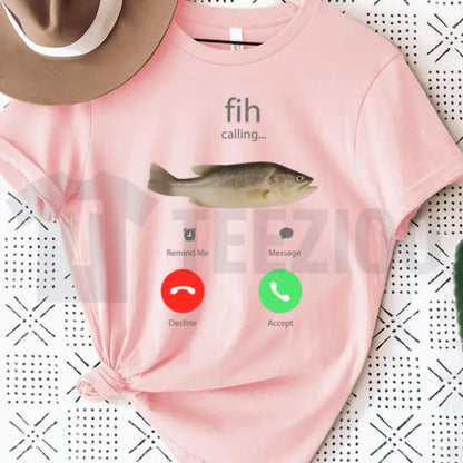 Humorous Fish Incoming Call Top – Angler Fishing Phone Graphic Humor Apparel