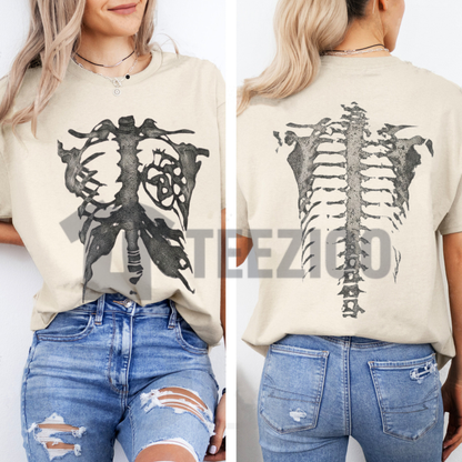 Skeleton Bones T-Shirt - Retro Skull Anatomical Graphic Cotton Tee