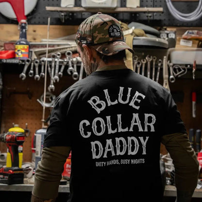 "Blue Collar Daddy" T-Shirt – Industrial Workwear Graphic Tee, Unisex Cotton Shirt