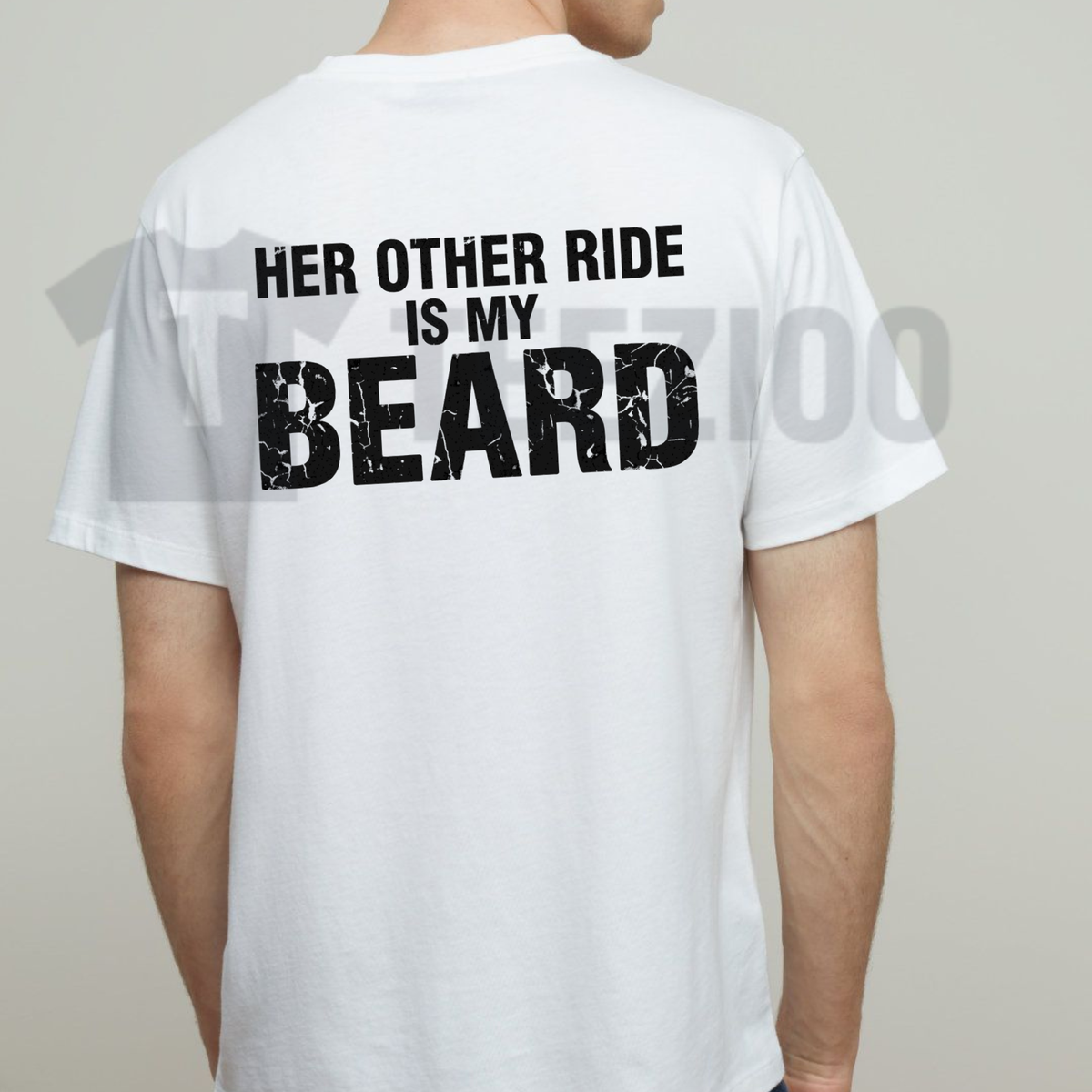 Her Other Ride Is My Beard Back Print Shirt - Funny Biker Graphic Tee