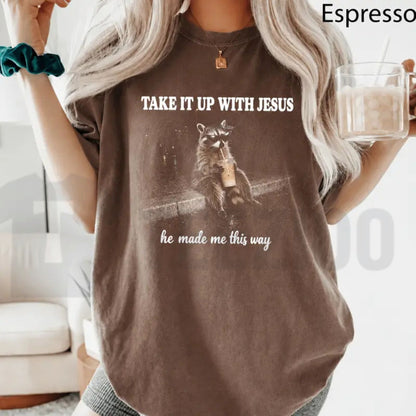Grunge Raccoon Drinking Bubble Tea Christian Comfort Colors Shirt