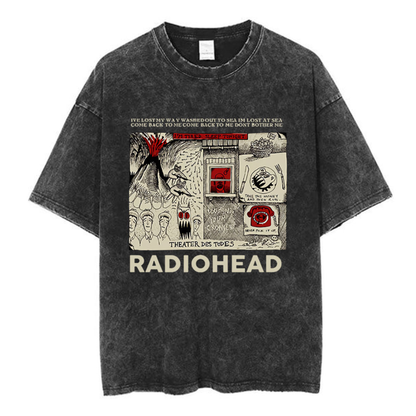 Radiohead Washed Cotton Band T-Shirt | Retro Rock Tee