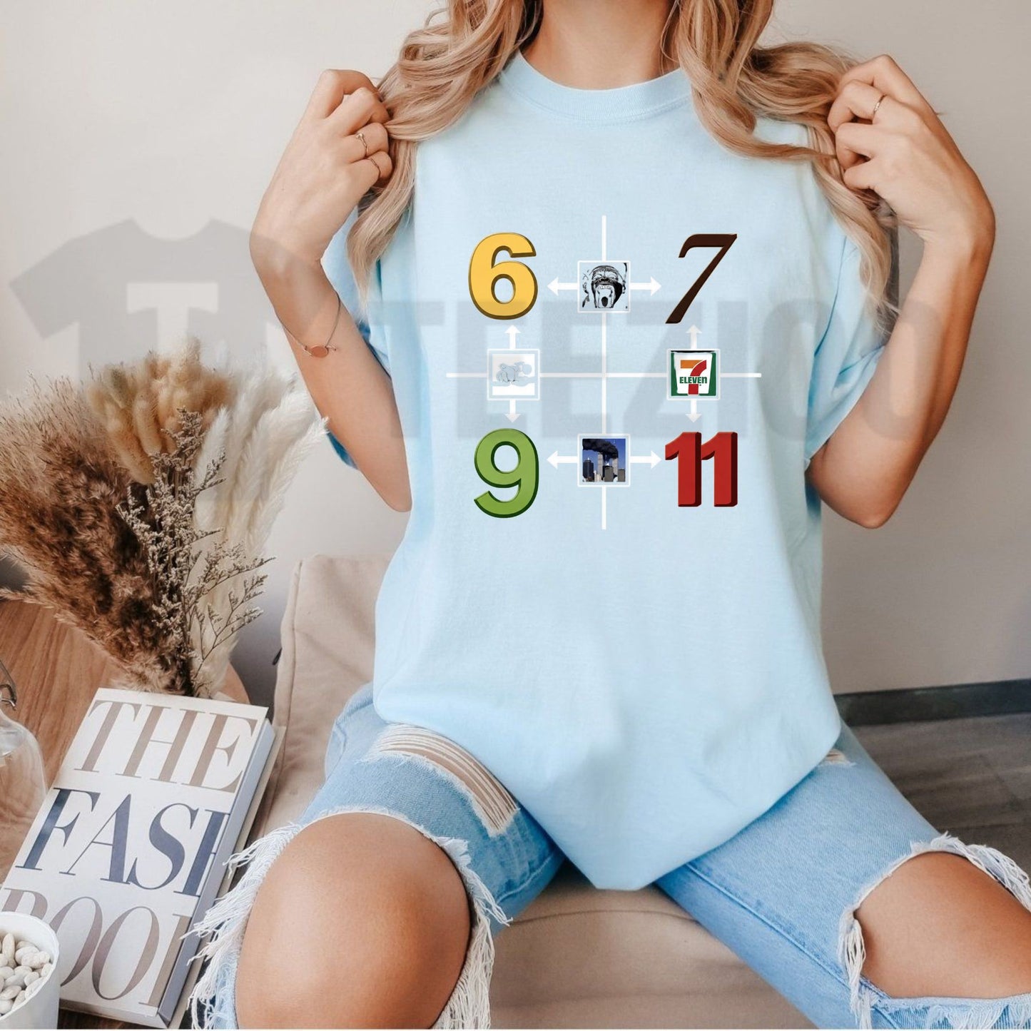69 67 9/11 7-11 Funny Gen Z Absurdist Humor Graphic T-Shirt