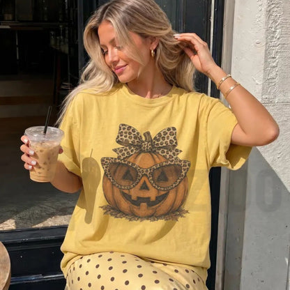 Leopard Pumpkin Halloween Shirt – Fall Jack O Lantern Crewneck Tee