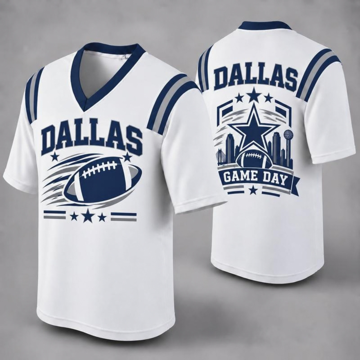 Unisex Football Fan Jersey - White V-Neck Mesh Game Day Shirt (32 Teams)