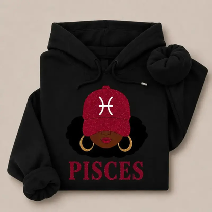 "Zodiac Slay Girl" Afro Zodiac Hoodie - Cozy Horoscope Graphic Pullover