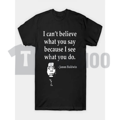 James Baldwin Quote Summer T-Shirt - Black Short Sleeve Crew Neck