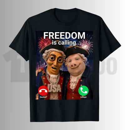 John Pork Freedom Is Calling 4th of July Tung Tung Tung Sahur Meme Graphic T-Shirt