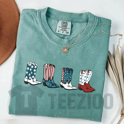 America Cowboy Boots Shirt – Western Theme Independence Day Tee