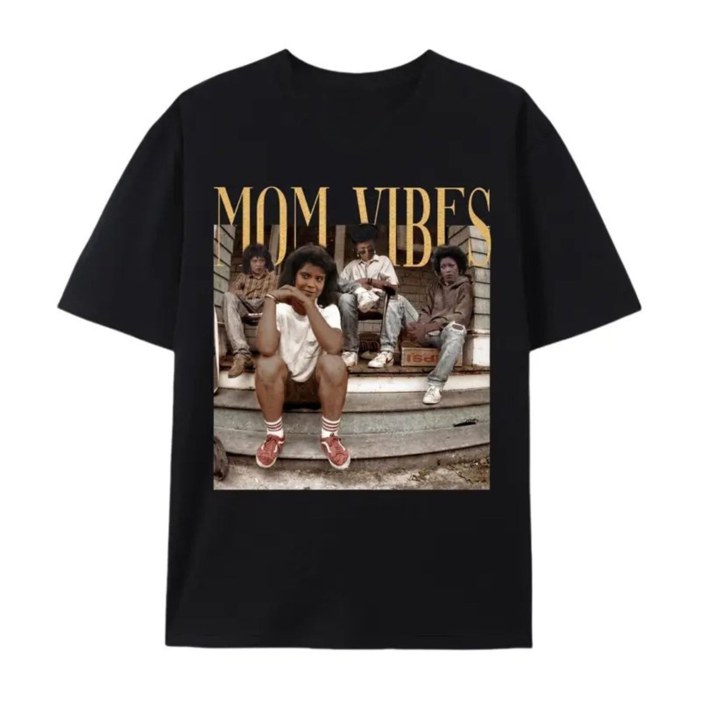 Mom Vibes Vintage T-Shirt – Retro 90s Nostalgia Motherhood Graphic Tee, Unisex Cotton Shirt