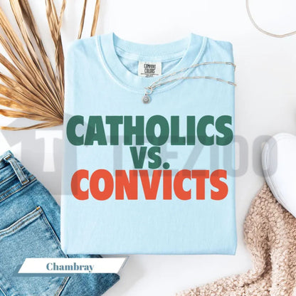 Catholics Vs Convicts Shirt 1988 – Vintage Football Rivalry Graphic Tee