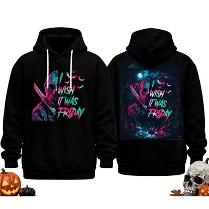 Horror Movie Villain Double Sided Hoodie - Retro Neon Scary Character Pullover